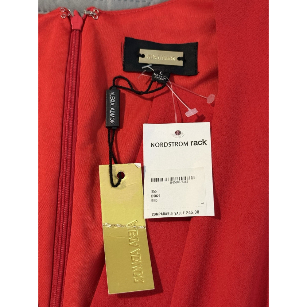 Alexia Admor Women's Red Long Sleeve Dress Size L Regular - Picture 5 of 9